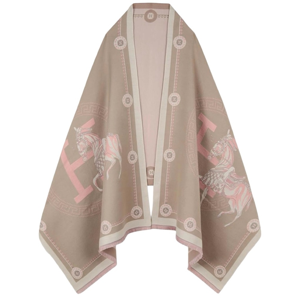 Source Unknown H Horse Poncho Scarf Tan  Cream Pink  O/S